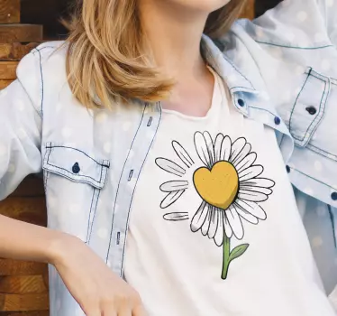 T-shirt bébé cœur de fleurs marguerites - TenStickers