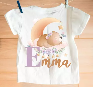 T-shirt bébé ours endormi sur la lune - TenStickers