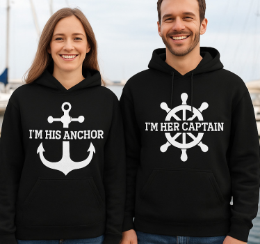 T-shirt couple capitaine et ancre - TenStickers