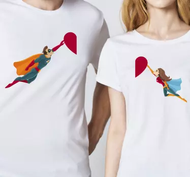 T-shirt couple célébration de l'amour héroïque - TenStickers