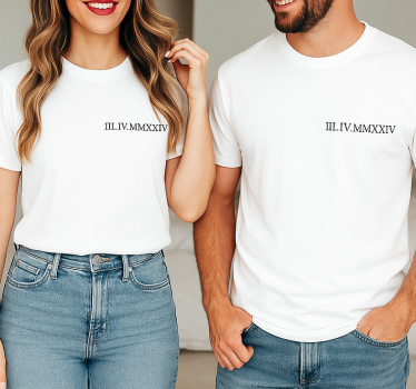 T-shirt couple numéros romains assortis - TenStickers