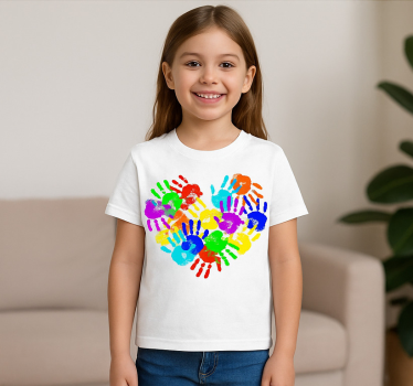 T-shirt empreintes de mains en forme de cœur - TenStickers