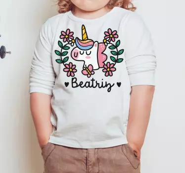 T-shirt enfant fleurs de licorne mignonnes - TenStickers