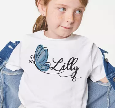 T-shirt enfant papillon bleu personnalisable - TenStickers