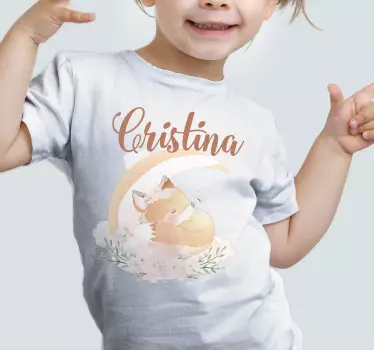 T-shirt enfant renard endormi avec prénom - TenStickers