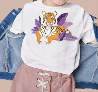 T-shirt enfant tigre parmi les feuilles - TenStickers