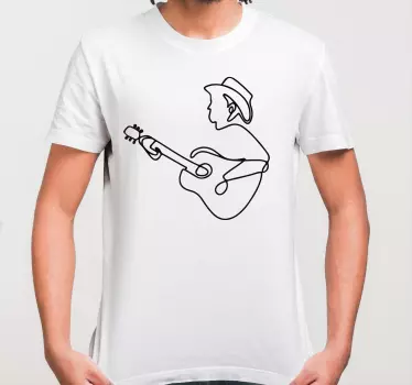 T-shirt joueur de guitare à ligne continue - TenStickers