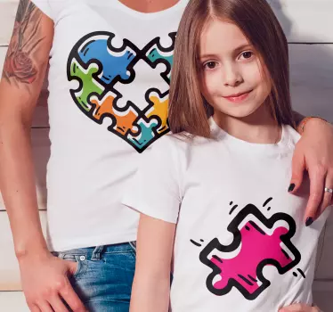 T shirt mere fille Coeur de puzzle - TenStickers