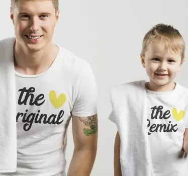 T-shirt père et fils remix original coeur jaune - TenStickers