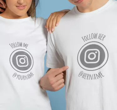 T-shirt personnalisé couple réseaux sociaux - TenStickers