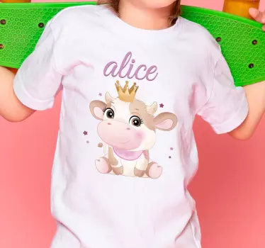 Tee shirt bebe Vache mignonne pour fille avec nom - TenStickers