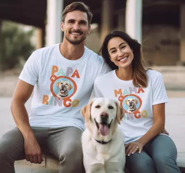 T Shirt couple papa maman animal domestique avec nom - TenStickers