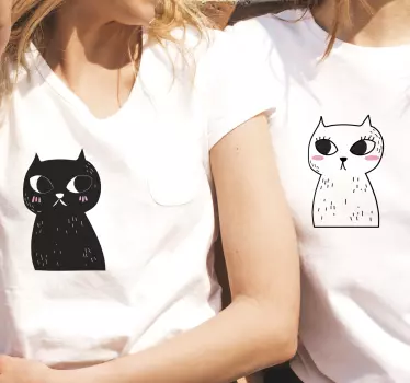 Tee-shirt mère et fille compagnons de chat mignons - TenStickers
