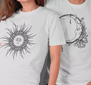 Tee-shirt mère et fille silhouettes soleil et lune - TenStickers
