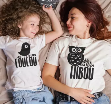 T shirt mere fille coucou hibou - TenStickers