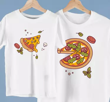 Tee shirt pere et fils Pizza y pedazo en dessin animé - TenStickers