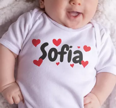 T-shirt prénom avec des cœurs personnalisable - TenStickers