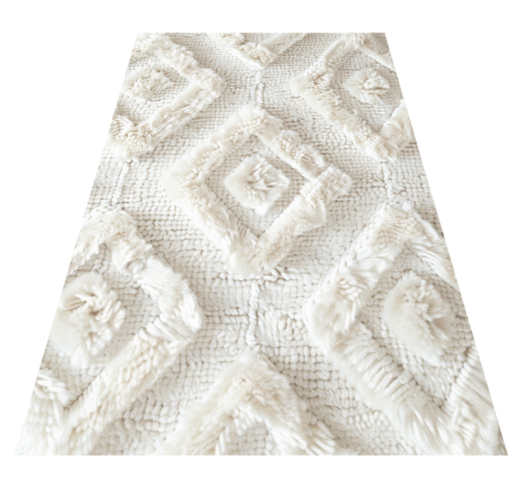 Tapis vinyle blanc effet coton motif de losanges - TenStickers