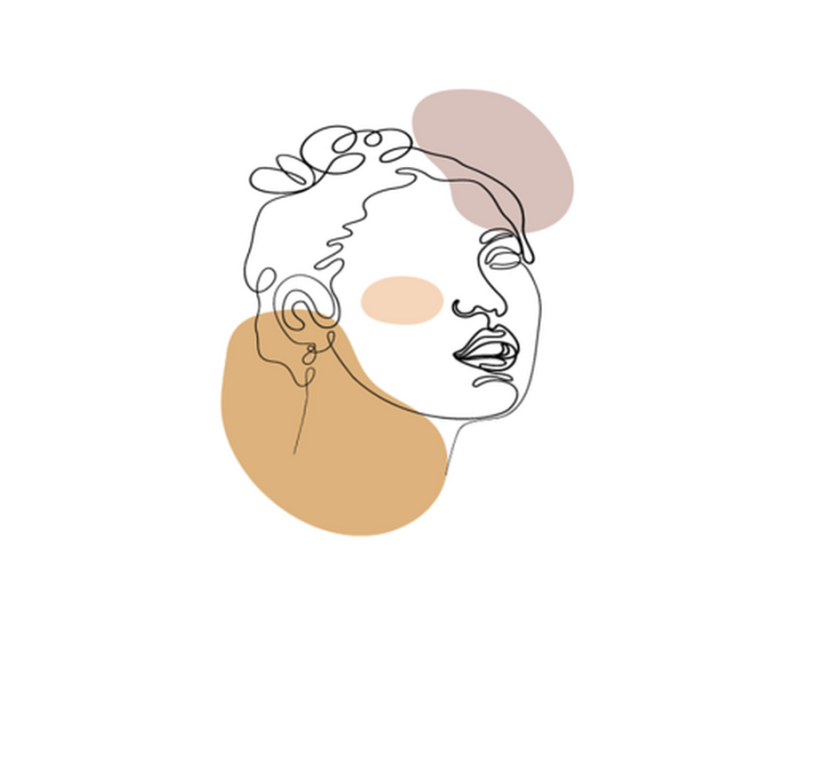 Tapis vinyle blanc visage abstrait et cercles - TenStickers