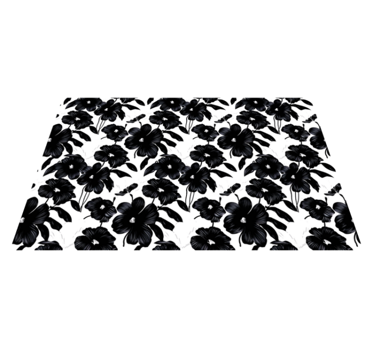 Tapis vinyle fleurs et plantes coquelicot noir - TenStickers