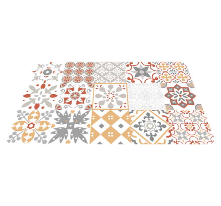 Tapis vinyle cuisine mosaïque orange - TenStickers