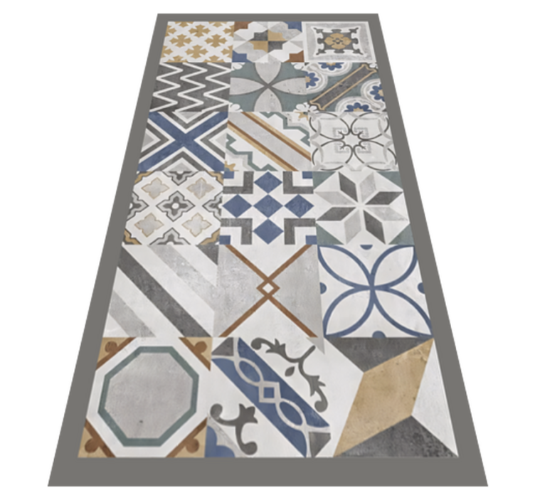 Tapis vinyle cuisine carreaux de ciment - TenStickers