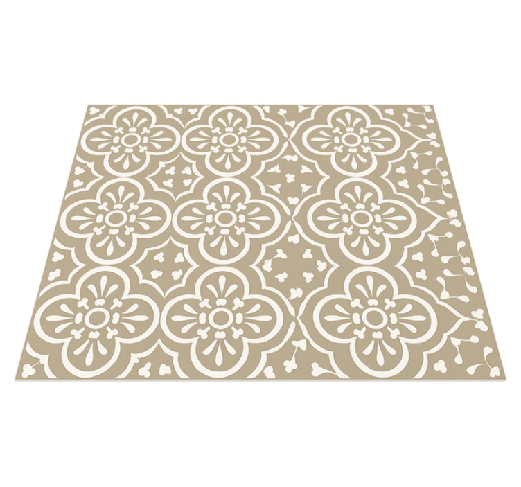 Tapis vinyle salle a manger bordure encaustique monochrome - TenStickers