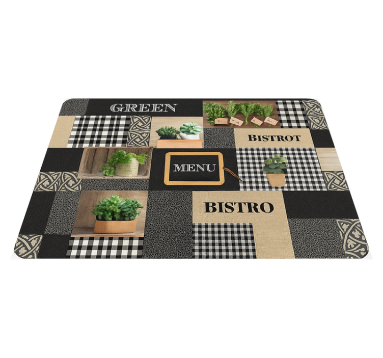 Tapis vinyle cuisine bistro noir et blanc - TenStickers