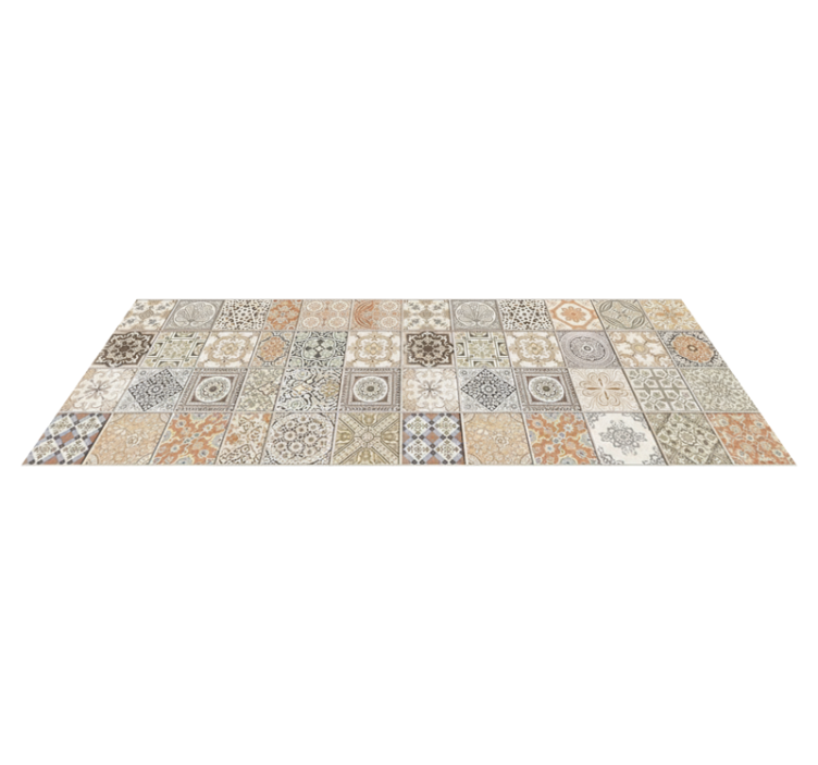 Tapis vinyle cuisine collage vintage chaleureux - TenStickers