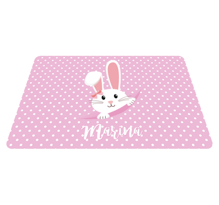 Tapis vinyle animal lapin mignon pour fille avec nom - TenStickers