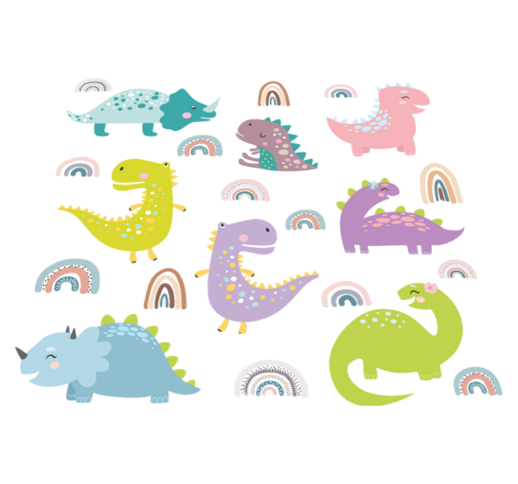 Tapis vinyle animal dinosaures nordiques et arcs-en-ciel - TenStickers