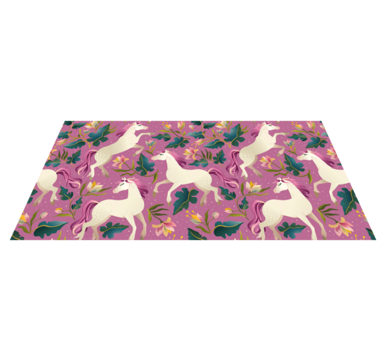 Tapis vinyle animal design cheval rose et floral - TenStickers