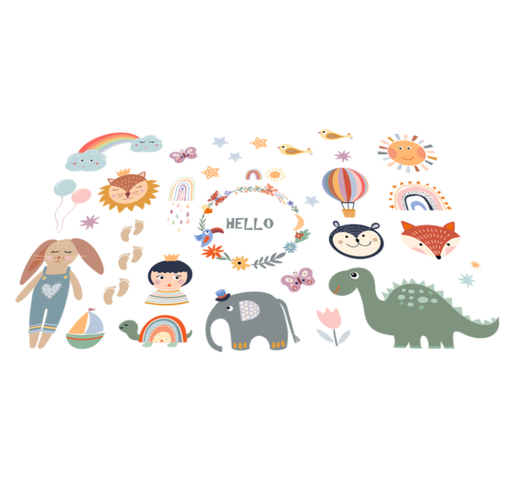 Tapis vinyle animal élément floral enfant - TenStickers