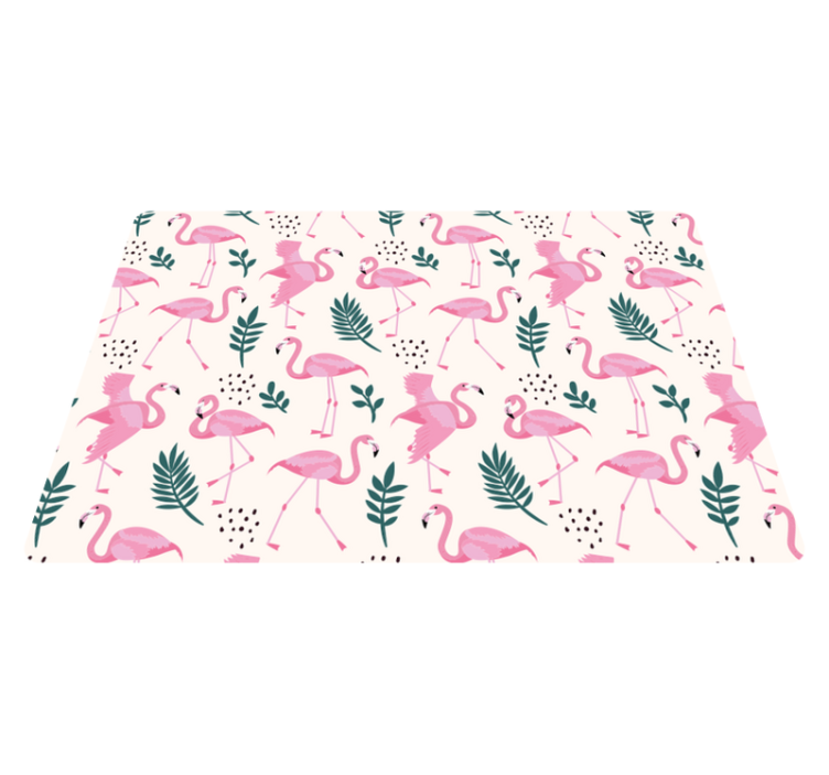 Tapis vinyle animal motif flamant et feuillages variés - TenStickers