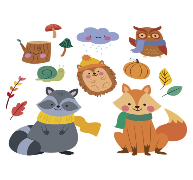 Tapis vinyle animal fleurs et animaux d'automne - TenStickers