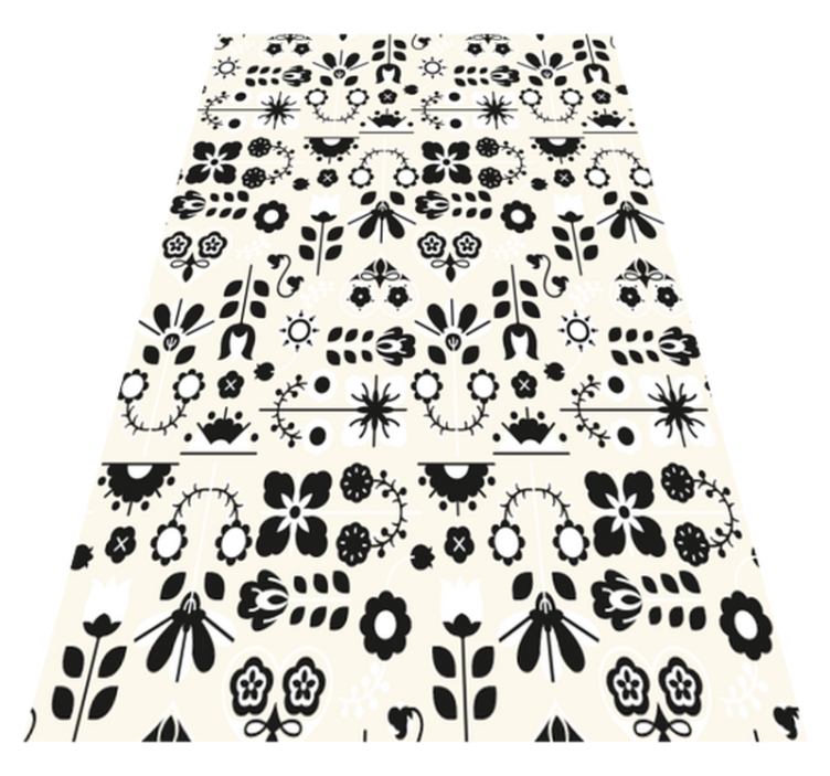 Tapis vinyle animal motif folklorique noir et blanc - TenStickers