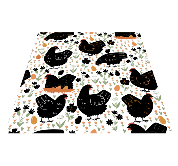 Tapis vinyle animal poules noires et blanches - TenStickers