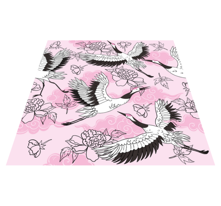 Tapis vinyle animal motif oiseaux sauvages rose moderne - TenStickers