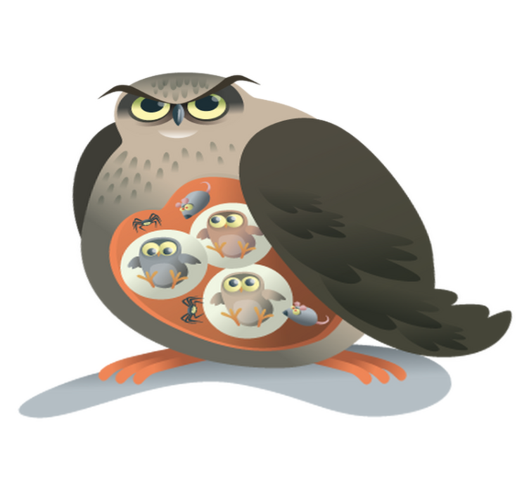 Tapis vinyle animal chouette mère - TenStickers