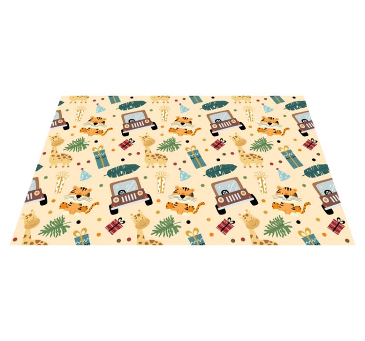 Tapis vinyle animal safari avec voiture - TenStickers