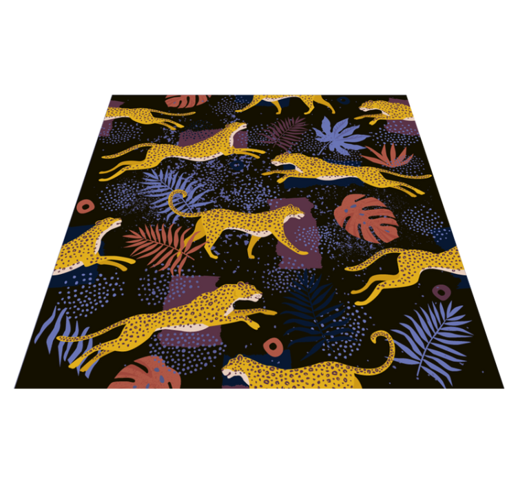 Tapis vinyle animal feuilles tropicales léopards - TenStickers
