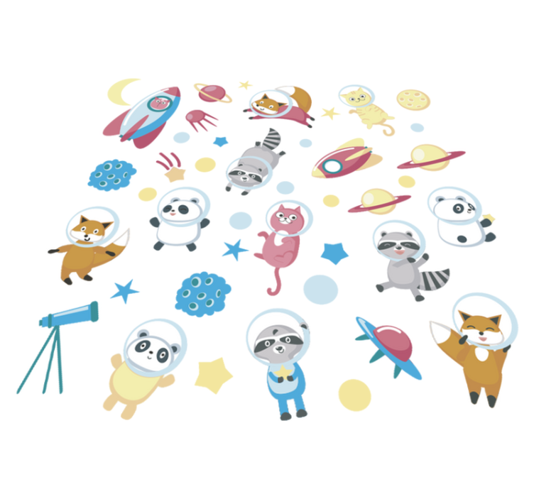 Tapis vinyle animal astronautes mignons - TenStickers