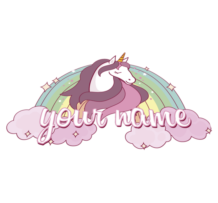Tapis vinyle animal licorne rose avec prénom - TenStickers
