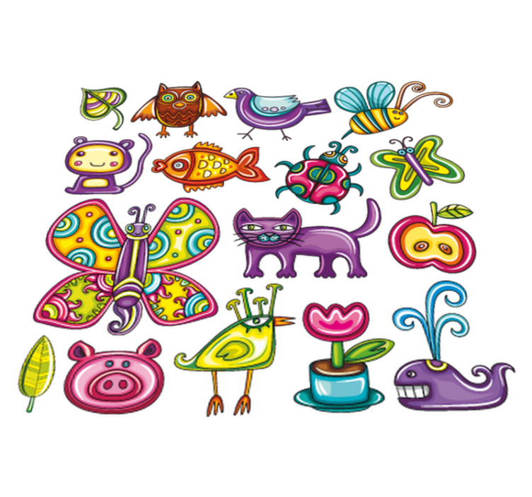 Tapis vinyle animal style coloré - TenStickers
