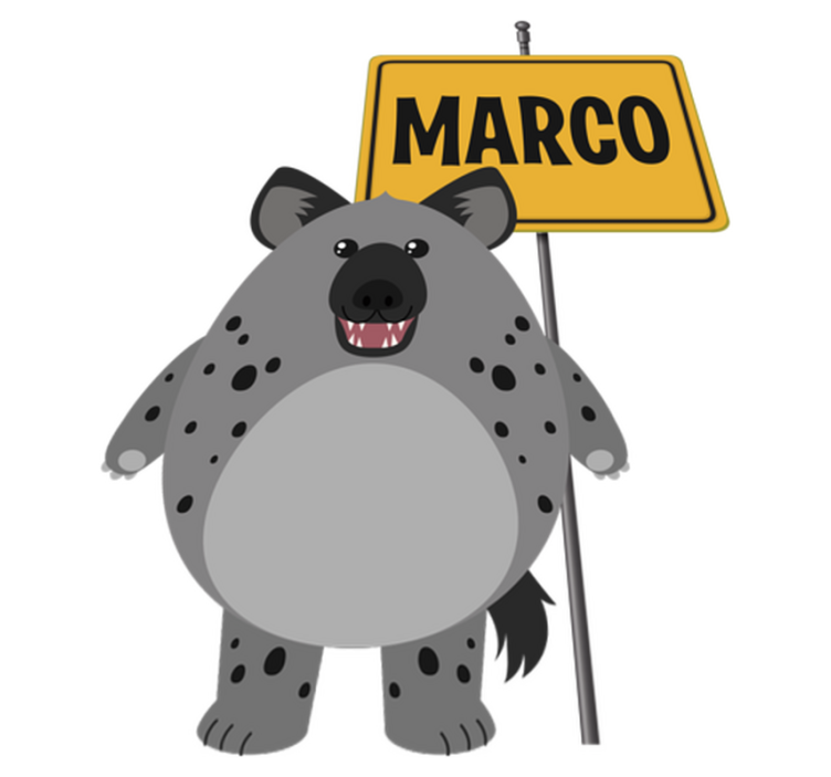 Tapis vinyle animal hyène sauvage avec nom - TenStickers