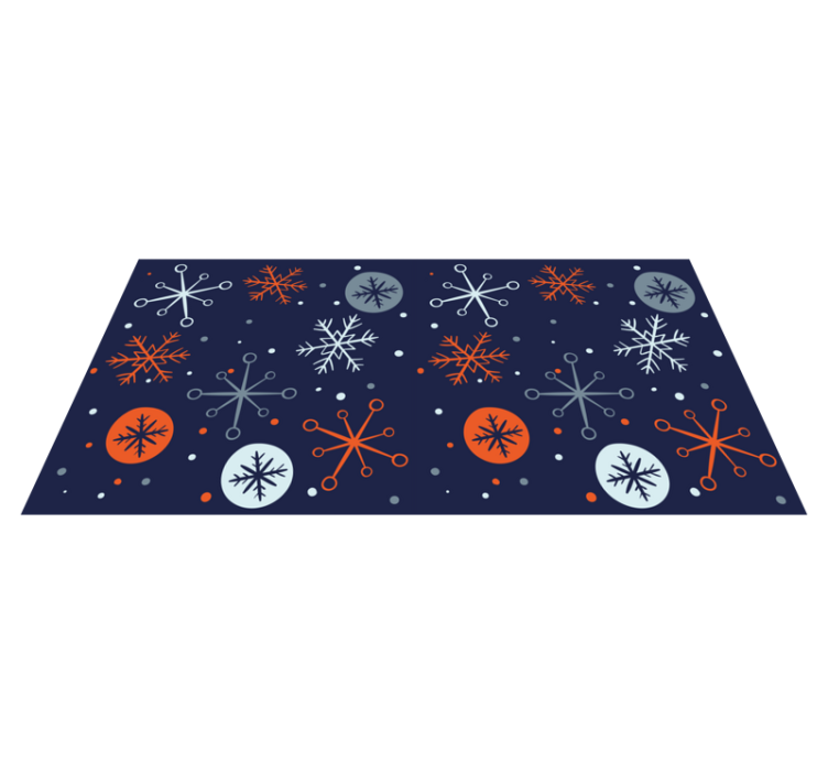 Tapis vinyle noël flocons bleus et oranges - TenStickers