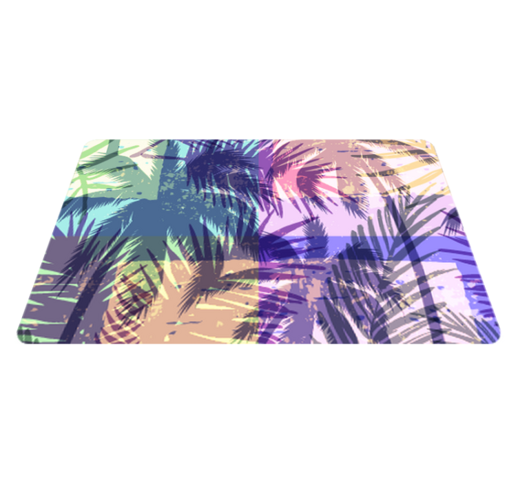 Tapis vinyle fleurs et plantes motif palmiers rétro - TenStickers