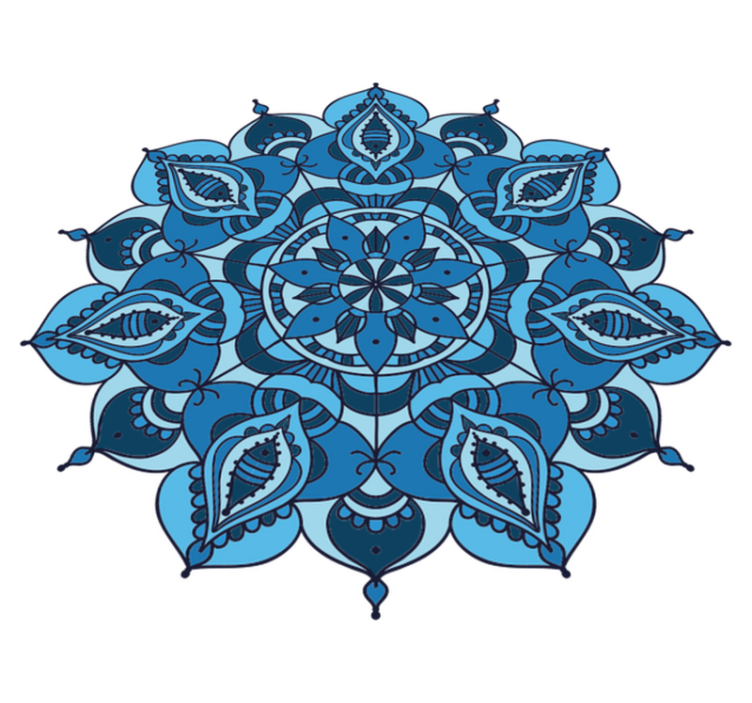 Tapis vinyle fleurs et plantes mandala lotus bleu - TenStickers