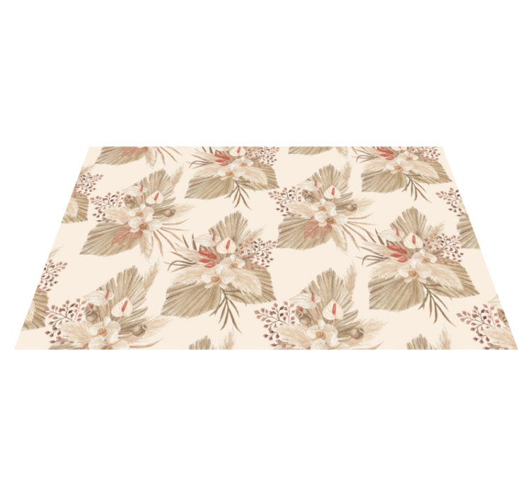 Tapis vinyle fleurs et plantes fleurs séchées beige - TenStickers