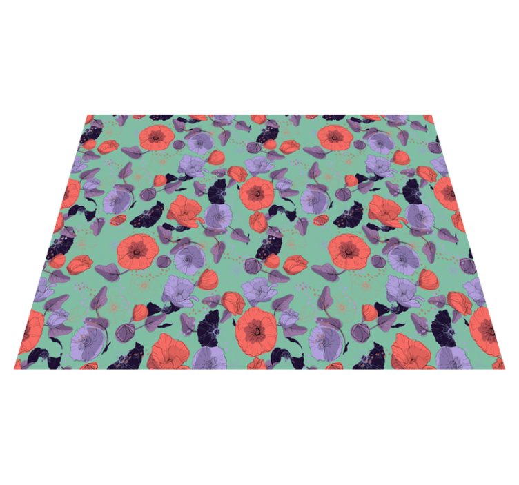 Tapis vinyle fleurs et plantes coquelicots gracieux - TenStickers